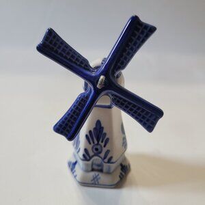 Vintage Delft Blue Windmill Hand Painted Ceramic Figurine Dutch Holland